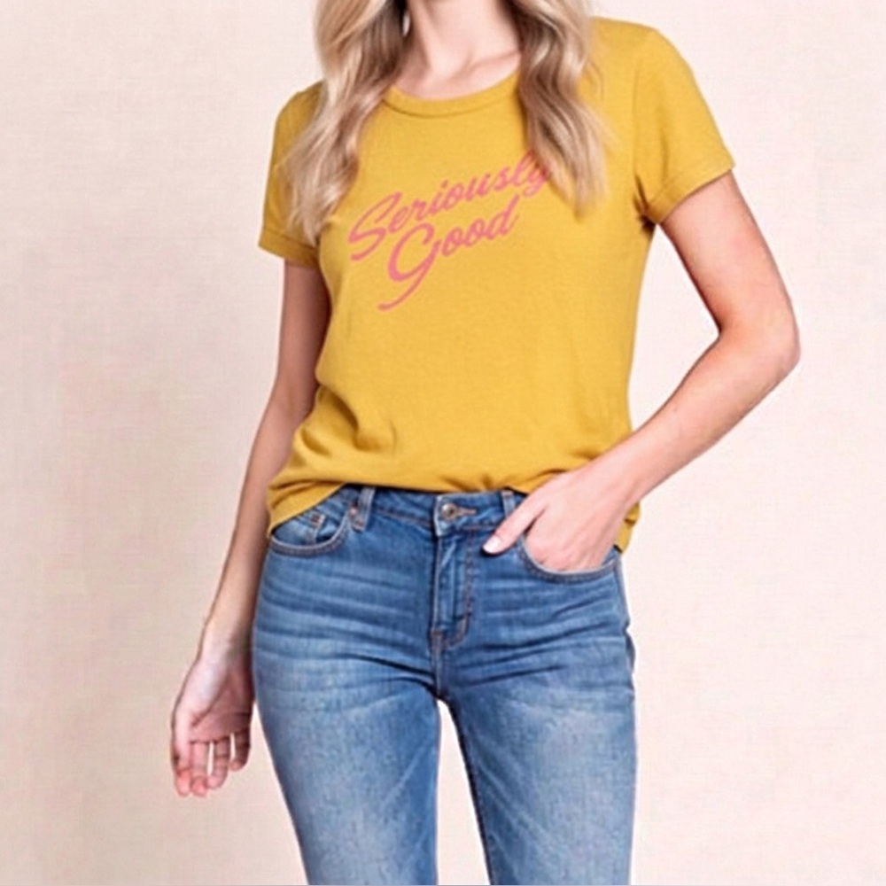 🆕 Vintage Baseball Style Seriously Good Yellow Tee L